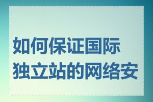 如何保证国际独立站的网络安全