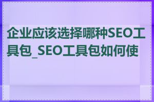 企业应该选择哪种SEO工具包_SEO工具包如何使用