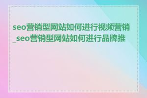 seo营销型网站如何进行视频营销_seo营销型网站如何进行品牌推广