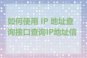 如何使用 IP 地址查询接口查询IP地址信息