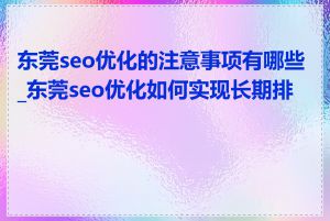 东莞seo优化的注意事项有哪些_东莞seo优化如何实现长期排名