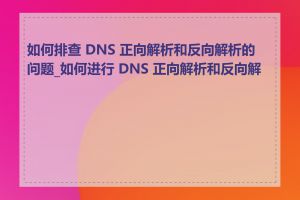 如何排查 DNS 正向解析和反向解析的问题_如何进行 DNS 正向解析和反向解析