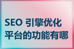 SEO 引擎优化平台的功能有哪些