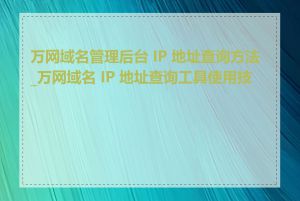 万网域名管理后台 IP 地址查询方法_万网域名 IP 地址查询工具使用技巧