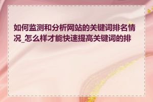 如何监测和分析网站的关键词排名情况_怎么样才能快速提高关键词的排名