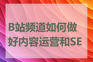 B站频道如何做好内容运营和SEO