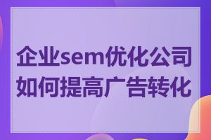 企业sem优化公司如何提高广告转化率