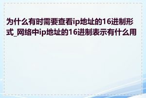 为什么有时需要查看ip地址的16进制形式_网络中ip地址的16进制表示有什么用处