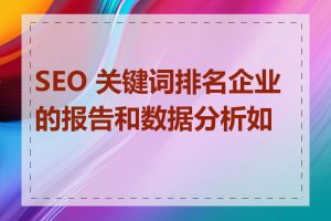 SEO 关键词排名企业的报告和数据分析如何