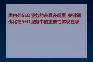 国内外SEO服务的差异在哪里_关键词优化在SEO服务中的重要性体现在哪里