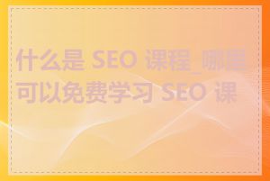 什么是 SEO 课程_哪里可以免费学习 SEO 课程