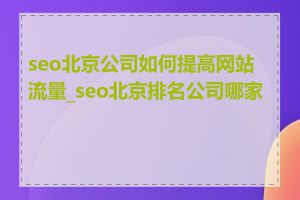 seo北京公司如何提高网站流量_seo北京排名公司哪家好