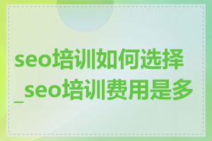 seo培训如何选择_seo培训费用是多少