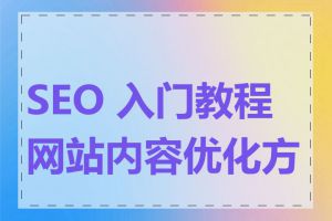 SEO 入门教程 网站内容优化方法