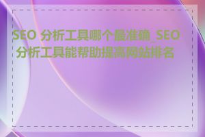 SEO 分析工具哪个最准确_SEO 分析工具能帮助提高网站排名吗