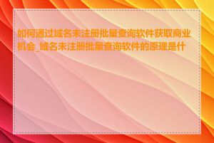 如何通过域名未注册批量查询软件获取商业机会_域名未注册批量查询软件的原理是什么