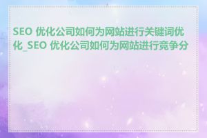 SEO 优化公司如何为网站进行关键词优化_SEO 优化公司如何为网站进行竞争分析