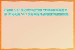 在品牌 SEO 优化中如何处理好关键词和内容的关系_如何利用 SEO 优化来提升品牌的权威性和信任度