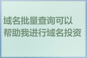 域名批量查询可以帮助我进行域名投资吗