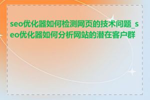 seo优化器如何检测网页的技术问题_seo优化器如何分析网站的潜在客户群体