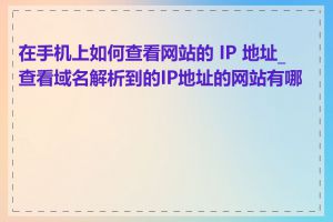 在手机上如何查看网站的 IP 地址_查看域名解析到的IP地址的网站有哪些