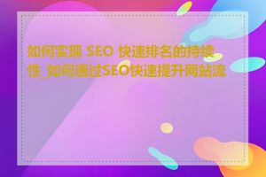 如何实现 SEO 快速排名的持续性_如何通过SEO快速提升网站流量