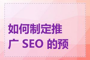 如何制定推广 SEO 的预算