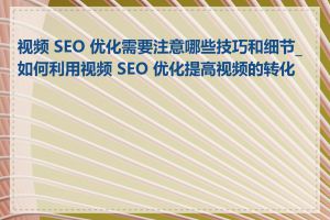 视频 SEO 优化需要注意哪些技巧和细节_如何利用视频 SEO 优化提高视频的转化率