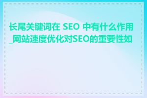 长尾关键词在 SEO 中有什么作用_网站速度优化对SEO的重要性如何