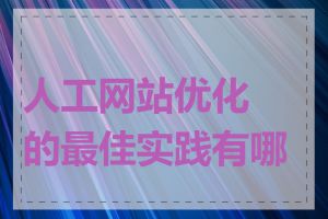 人工网站优化的最佳实践有哪些