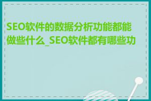 SEO软件的数据分析功能都能做些什么_SEO软件都有哪些功能