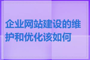 企业网站建设的维护和优化该如何做