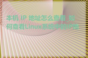 本机 IP 地址怎么查看_如何查看Linux系统中的IP地址