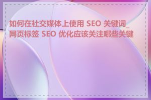 如何在社交媒体上使用 SEO 关键词_网页标签 SEO 优化应该关注哪些关键词