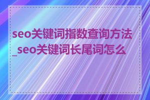 seo关键词指数查询方法_seo关键词长尾词怎么找