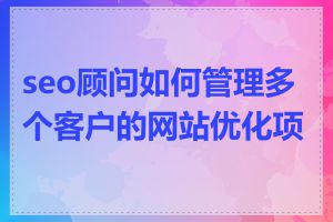 seo顾问如何管理多个客户的网站优化项目