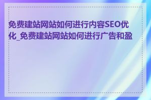 免费建站网站如何进行内容SEO优化_免费建站网站如何进行广告和盈利