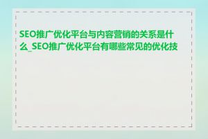 SEO推广优化平台与内容营销的关系是什么_SEO推广优化平台有哪些常见的优化技巧