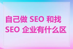 自己做 SEO 和找 SEO 企业有什么区别