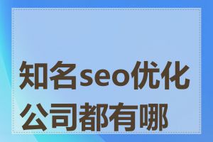 知名seo优化公司都有哪些