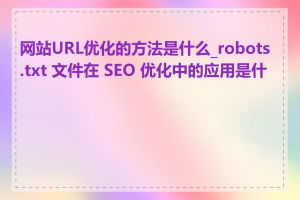 网站URL优化的方法是什么_robots.txt 文件在 SEO 优化中的应用是什么