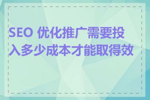 SEO 优化推广需要投入多少成本才能取得效果