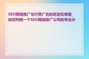 SEO网络推广与付费广告的区别在哪里_如何判断一个SEO网络推广公司的专业水平