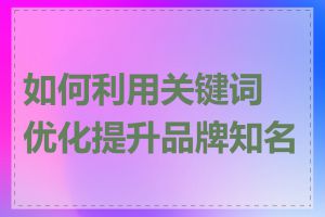 如何利用关键词优化提升品牌知名度