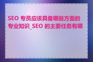 SEO 专员应该具备哪些方面的专业知识_SEO 的主要任务有哪些