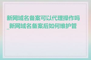 新网域名备案可以代理操作吗_新网域名备案后如何维护管理