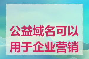 公益域名可以用于企业营销吗