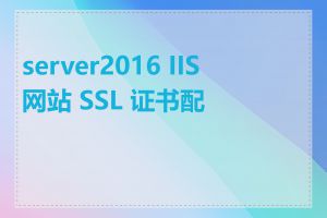 server2016 IIS 网站 SSL 证书配置