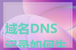 域名DNS记录如何生效