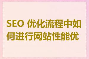 SEO 优化流程中如何进行网站性能优化